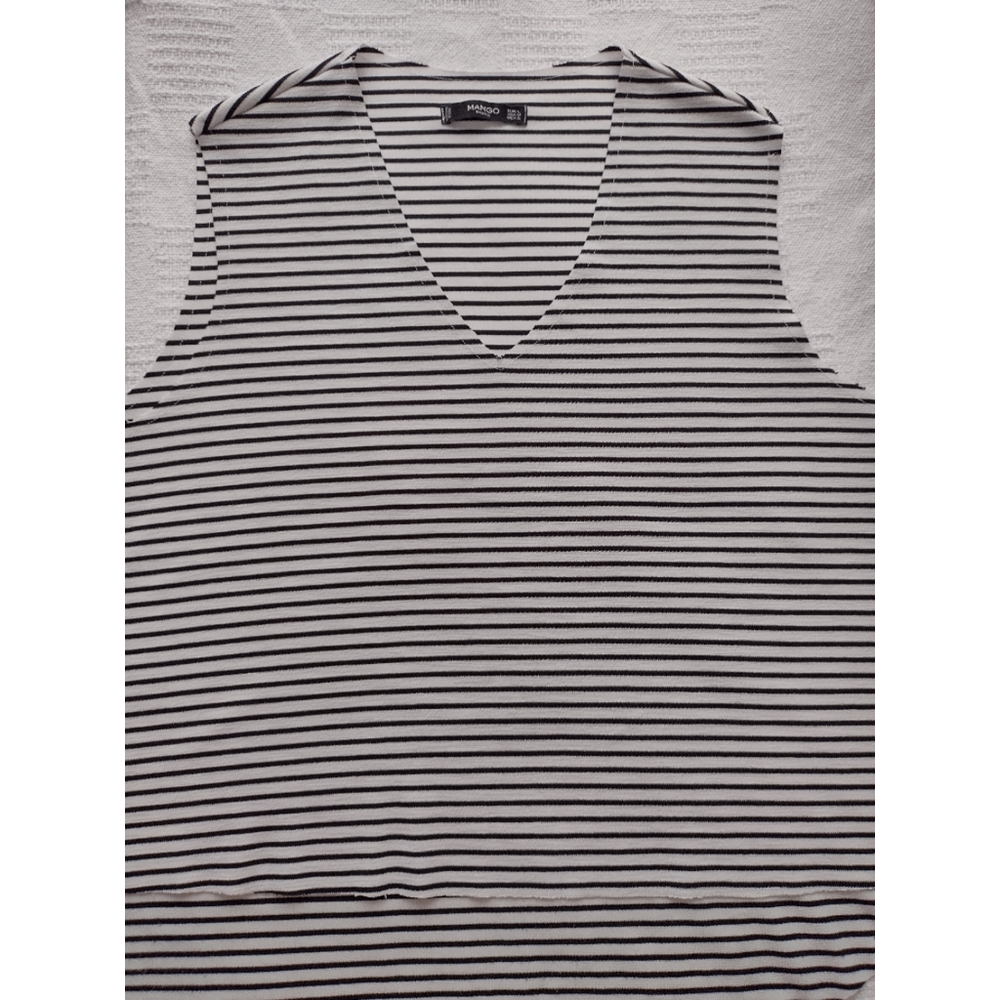 MANGO Basics V Neckline Striped Sleeveless Blouse Top